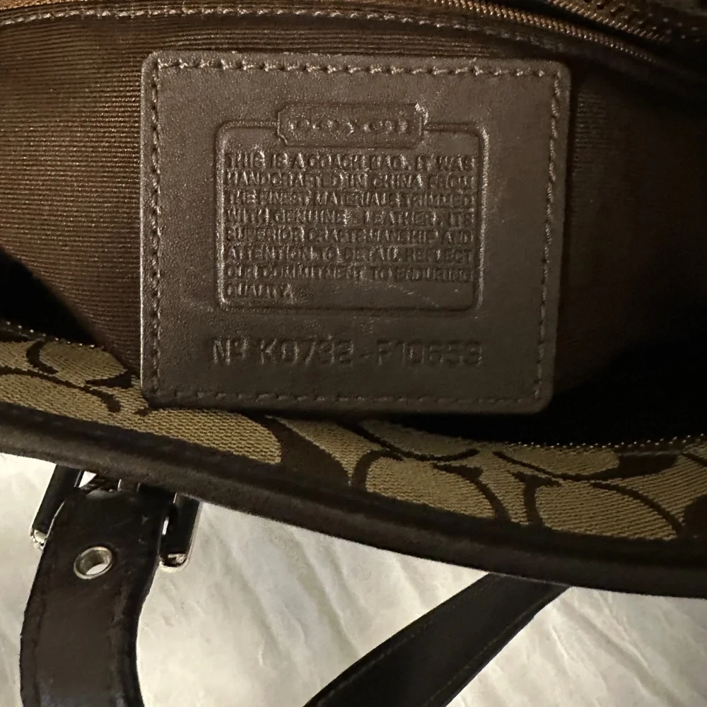 Coach Brown Signature Canvas Tote with Dark Brown Leather Trim